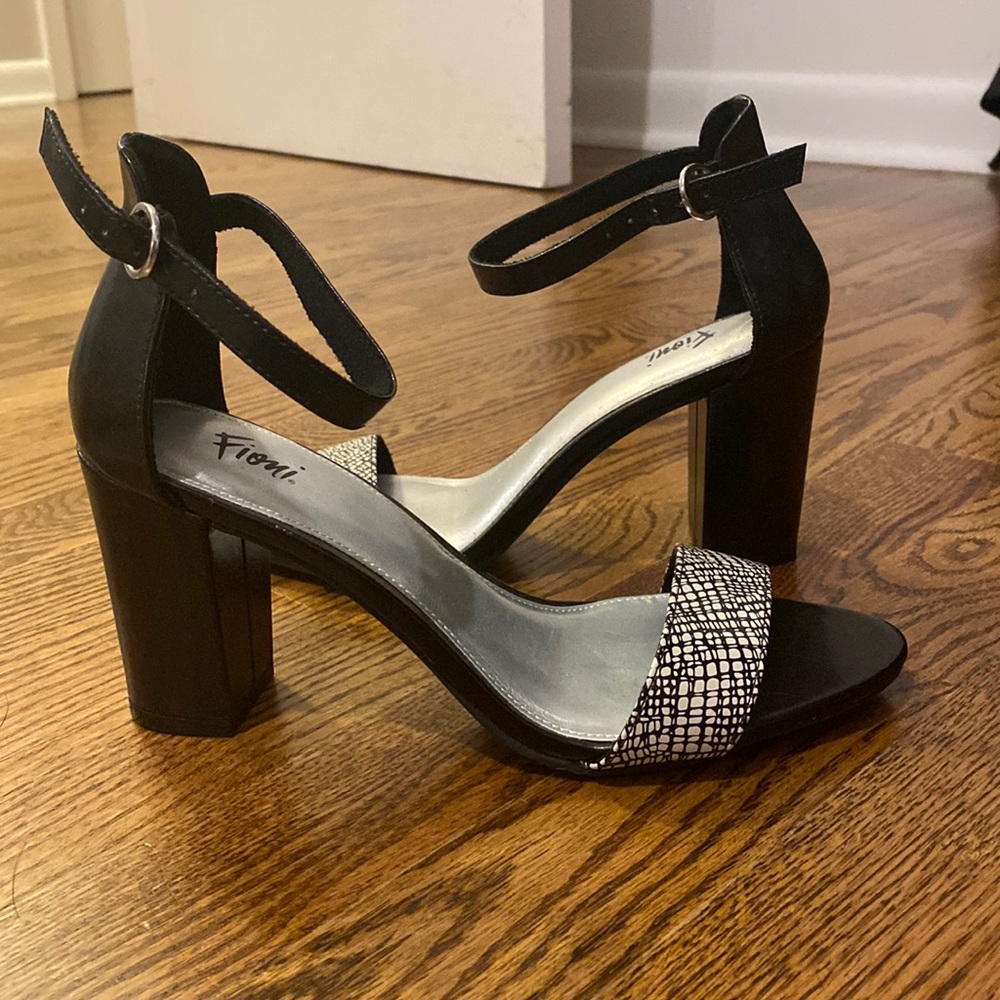 Black & white block heel